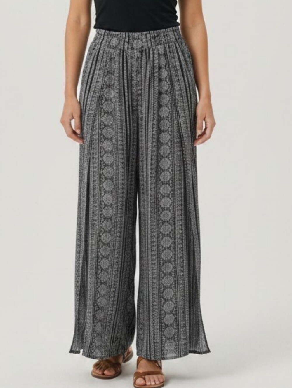 SHEIN Monochrome Patterned Wide Leg Pants